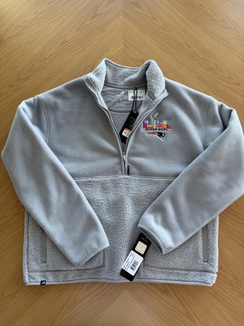 Antigua Women's New England Patriots Super Bowl LVIII Fleece 1/4 Zip Jacket M NW